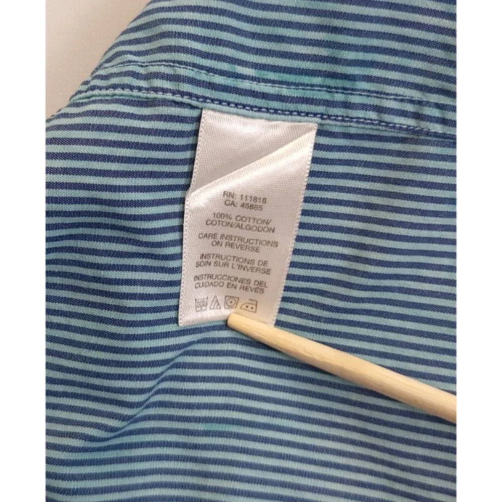 Michael Kors Button Down Shirt Stripe Ombre Men XXL Blue Long Sleeve Casual